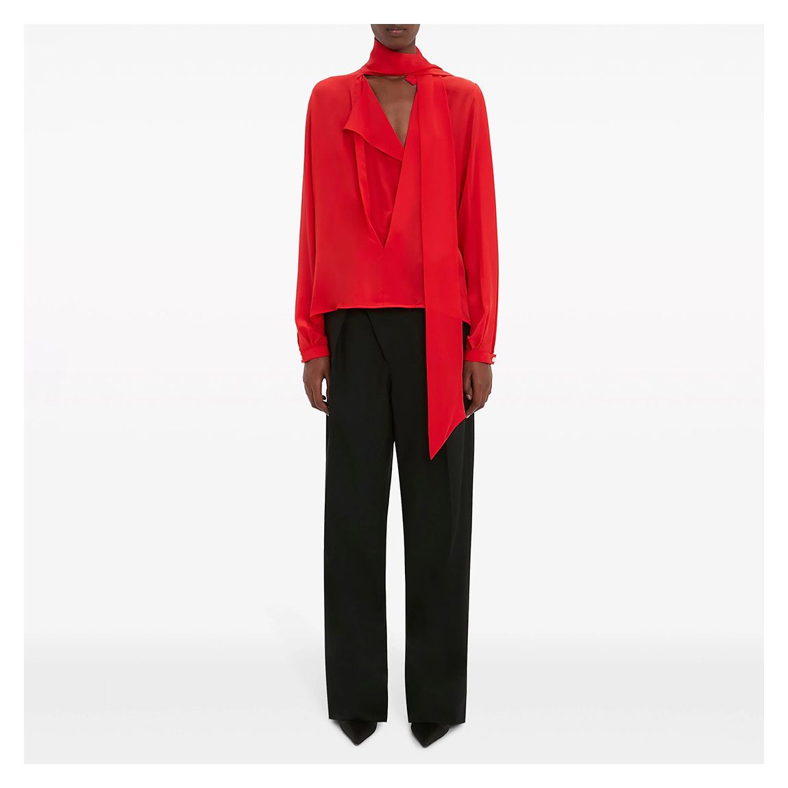 Red Scarf Silk Neck Top main product photo