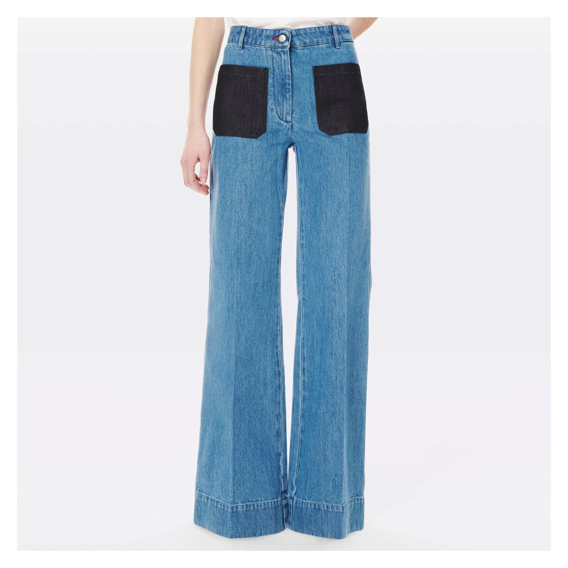 Blue High Waisted Patch Pocket Jeans main product photo