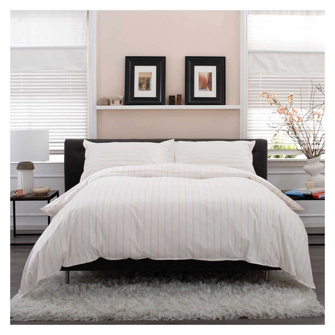 Linear Fall Double Duvet Set, Pink main product photo
