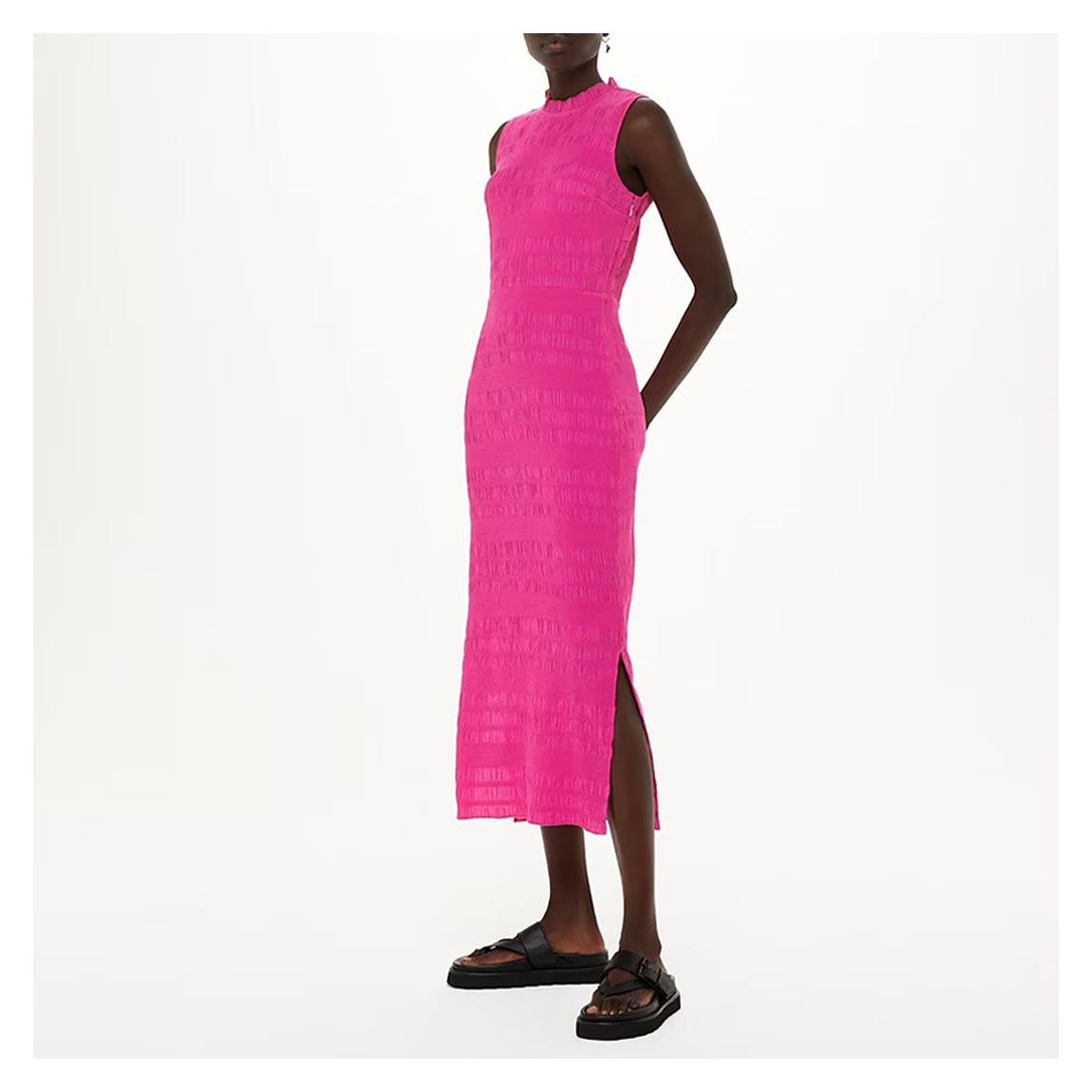 Pink Maya Plisse Midi Dress main product photo
