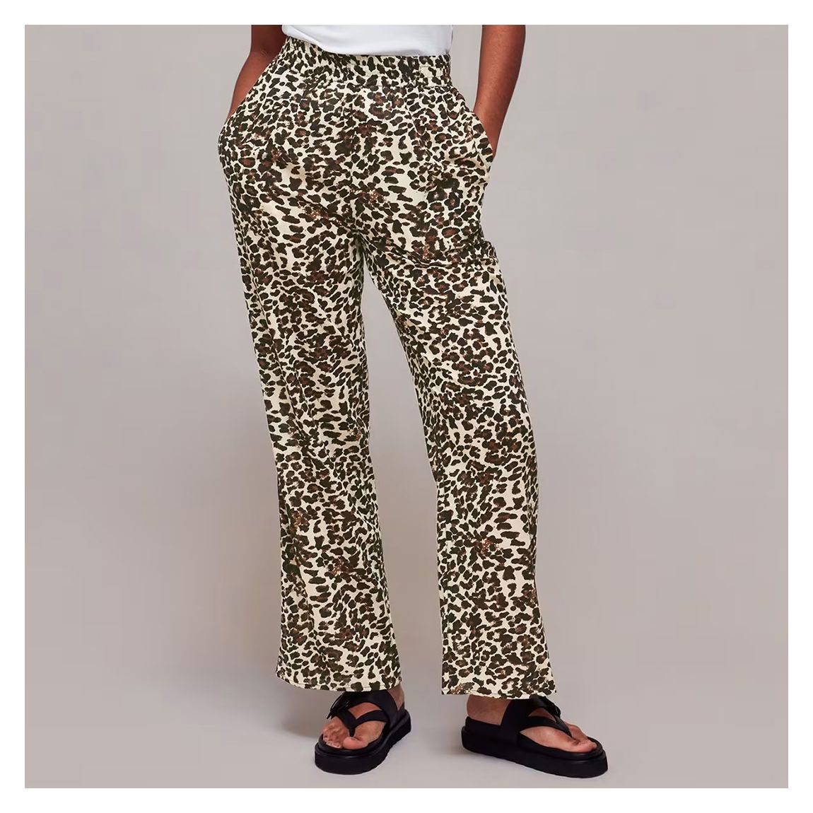 Brown Animal Print Cotton Beach Trousers main product photo