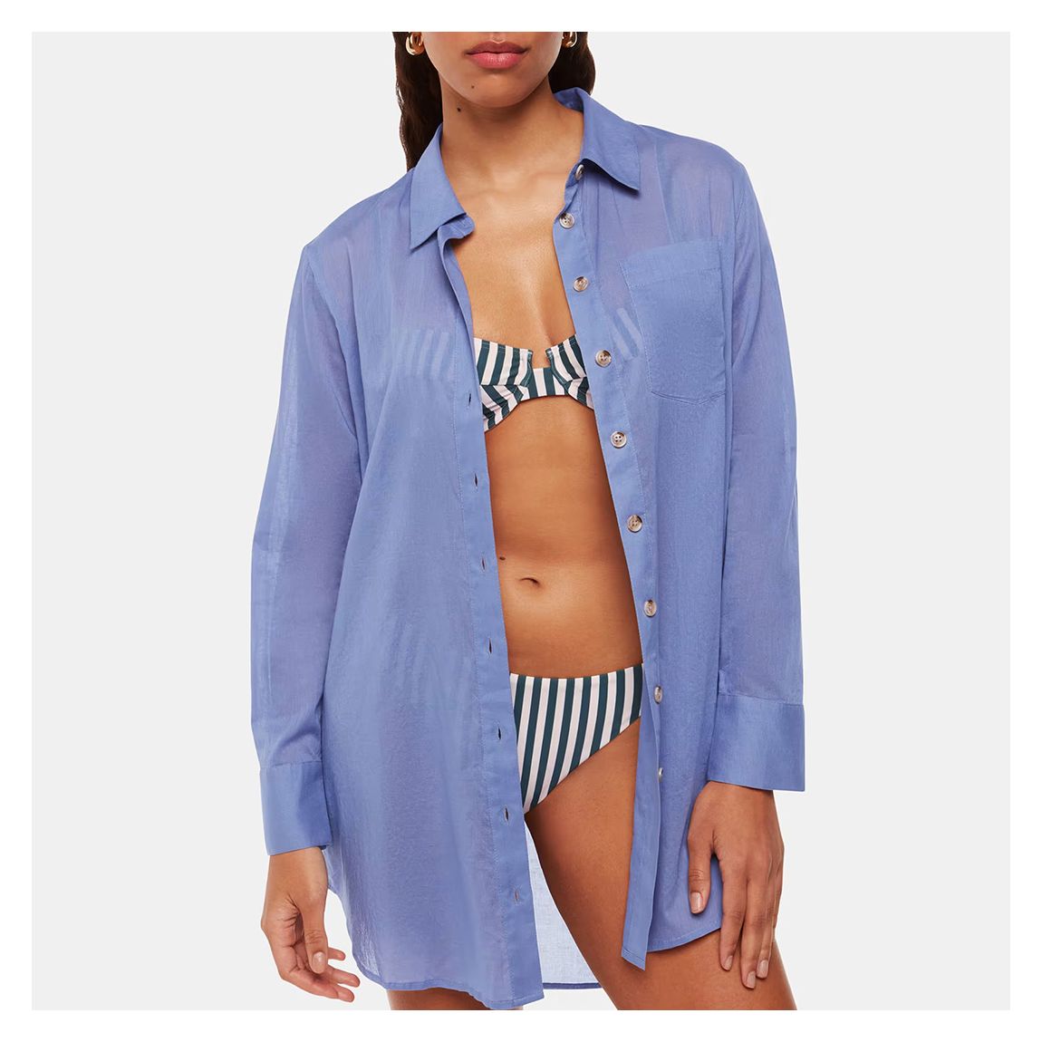 Blue Longline Cotton Beach Shirt main product photo