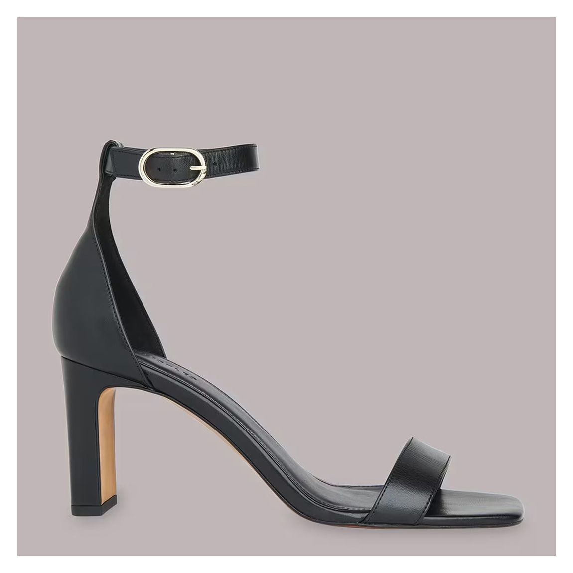 Black Lena Leather Heeled Sandals main product photo