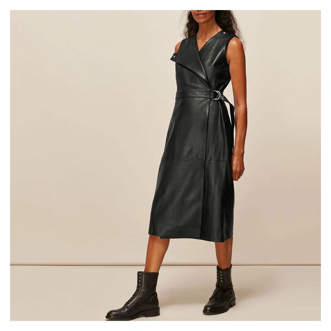 Black Leather Shift Dress main product photo