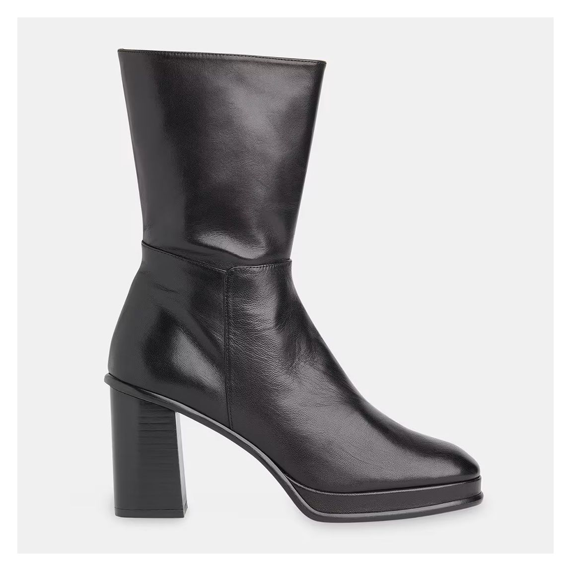 Black Clara Platform Heel Leather Boots main product photo