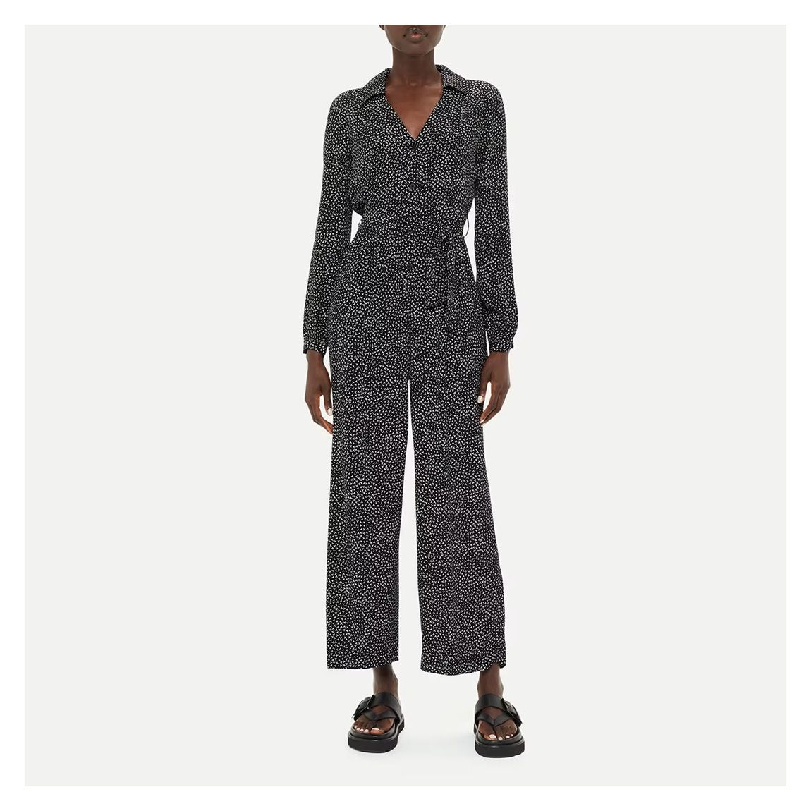 Black Leah Scattered Tie Jumpsuit main product photo