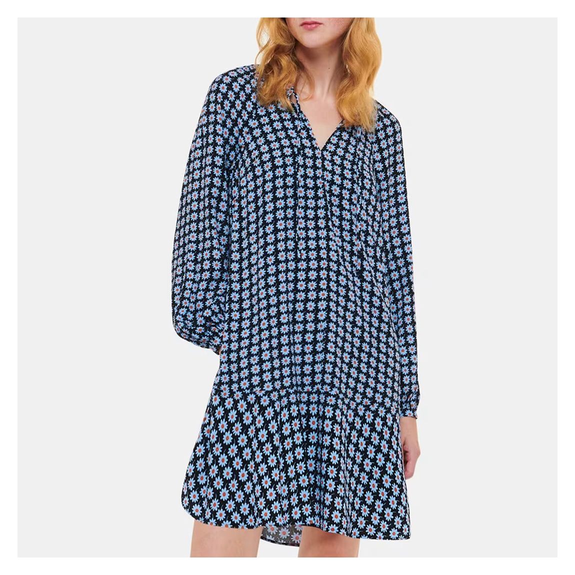 Dark Blue Floral Dot Flippy Dress main product photo