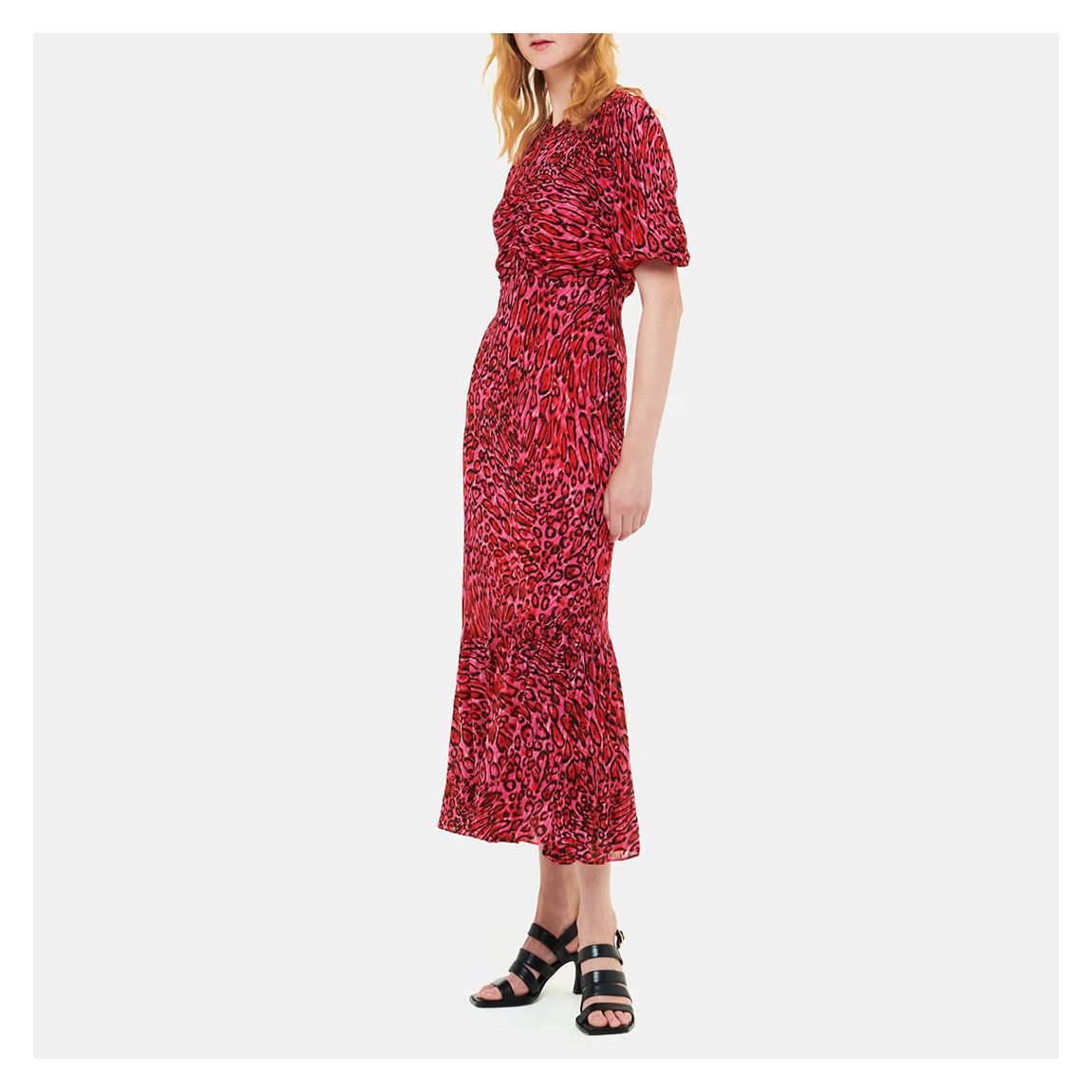 Pink Leopard Print Midi Dress main product photo