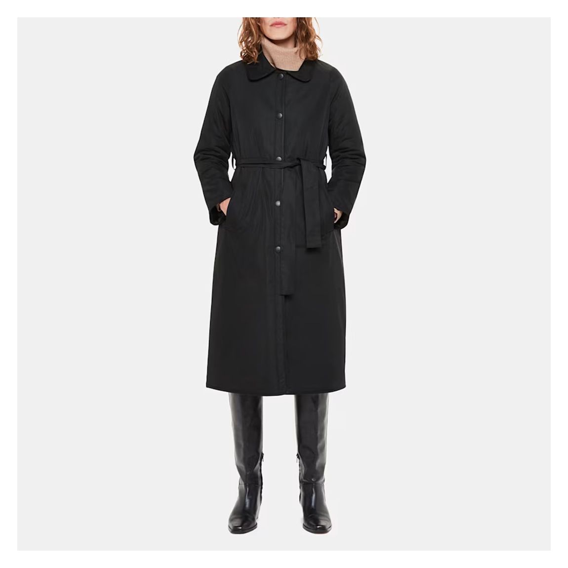 Black Senna Padded Longline Mac