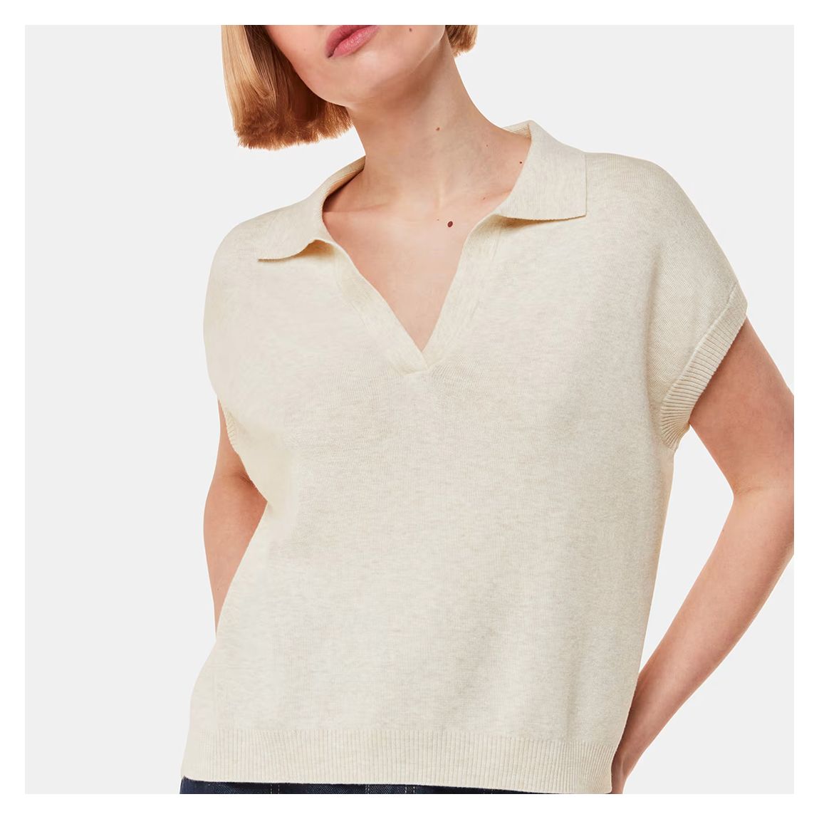 Beige Lyla Cotton Blend Polo Shirt main product photo