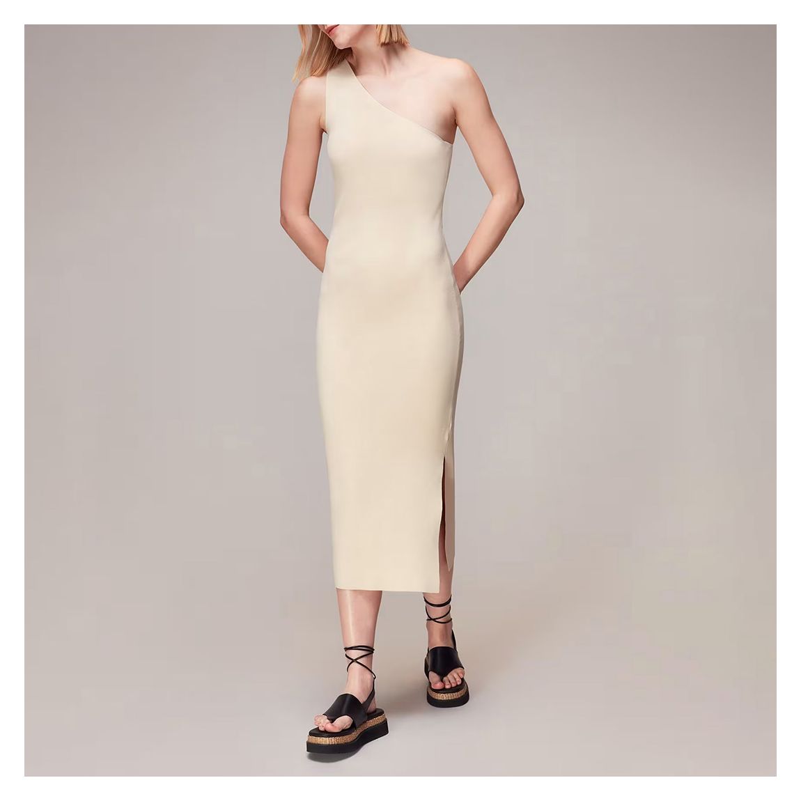 Ivory One Shoulder Knit Dress main product photo
