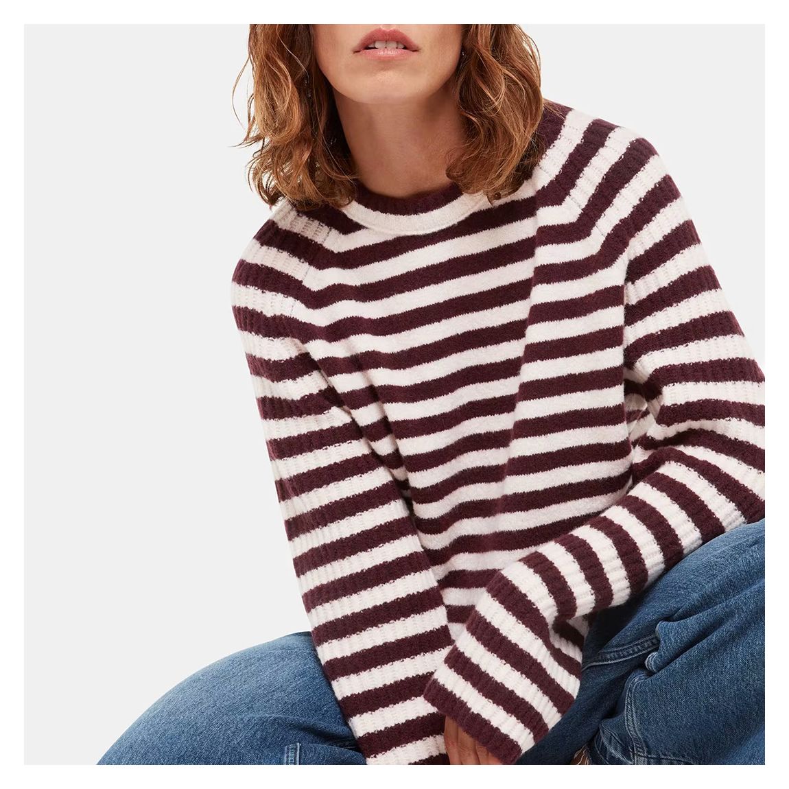 Burgundy Stripe Wool Blend Jumper main product photo