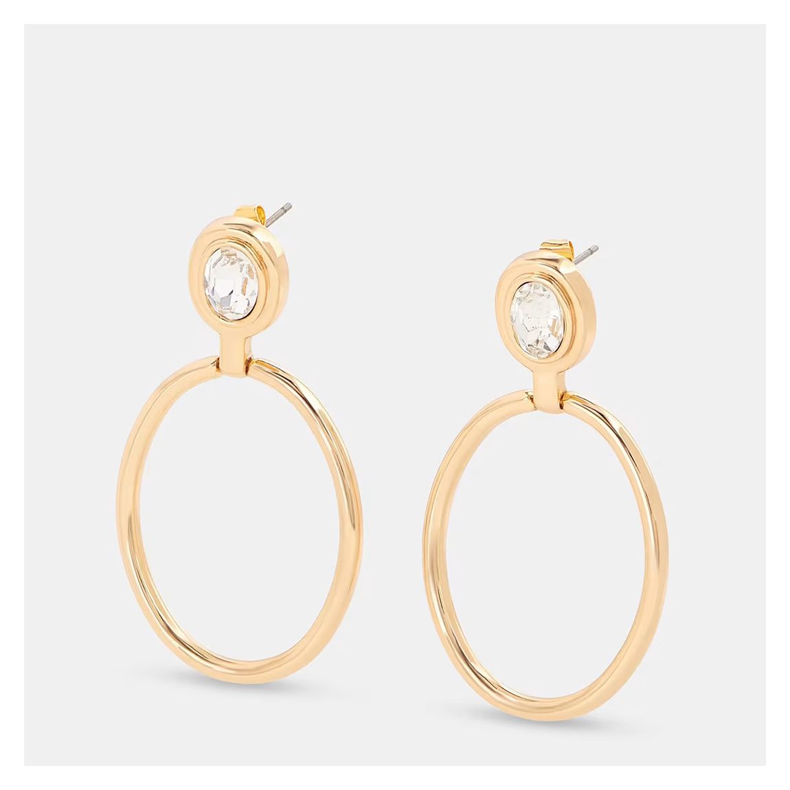 Gold Oval Gem Drop Earrings main product photo