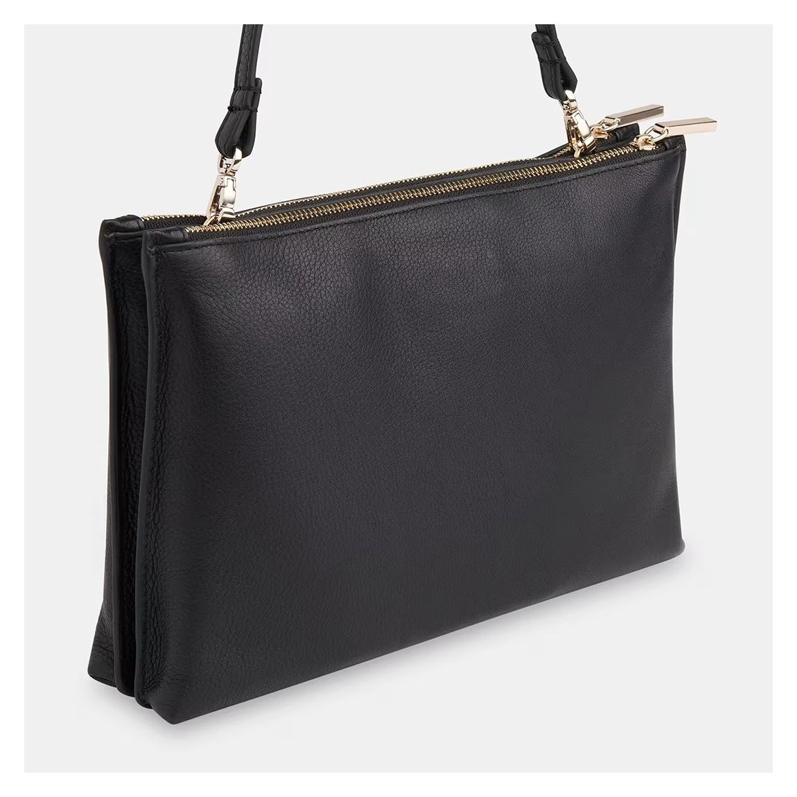 Black Rae Double Pouch Leather Clutch Bag main product photo