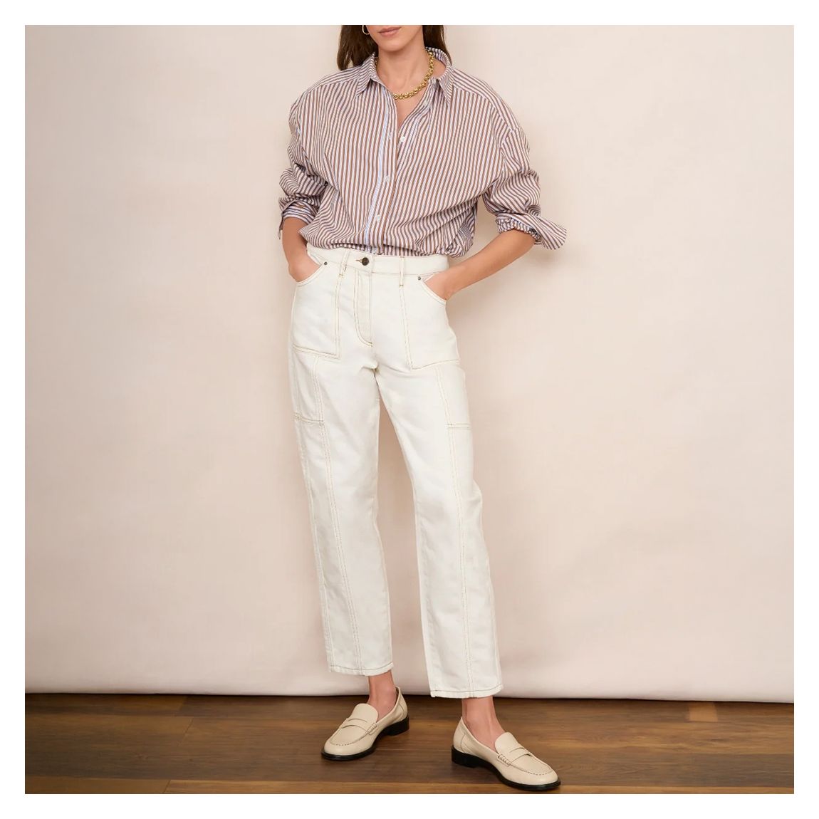 Cecelia Cargo Jean - Off White main product photo