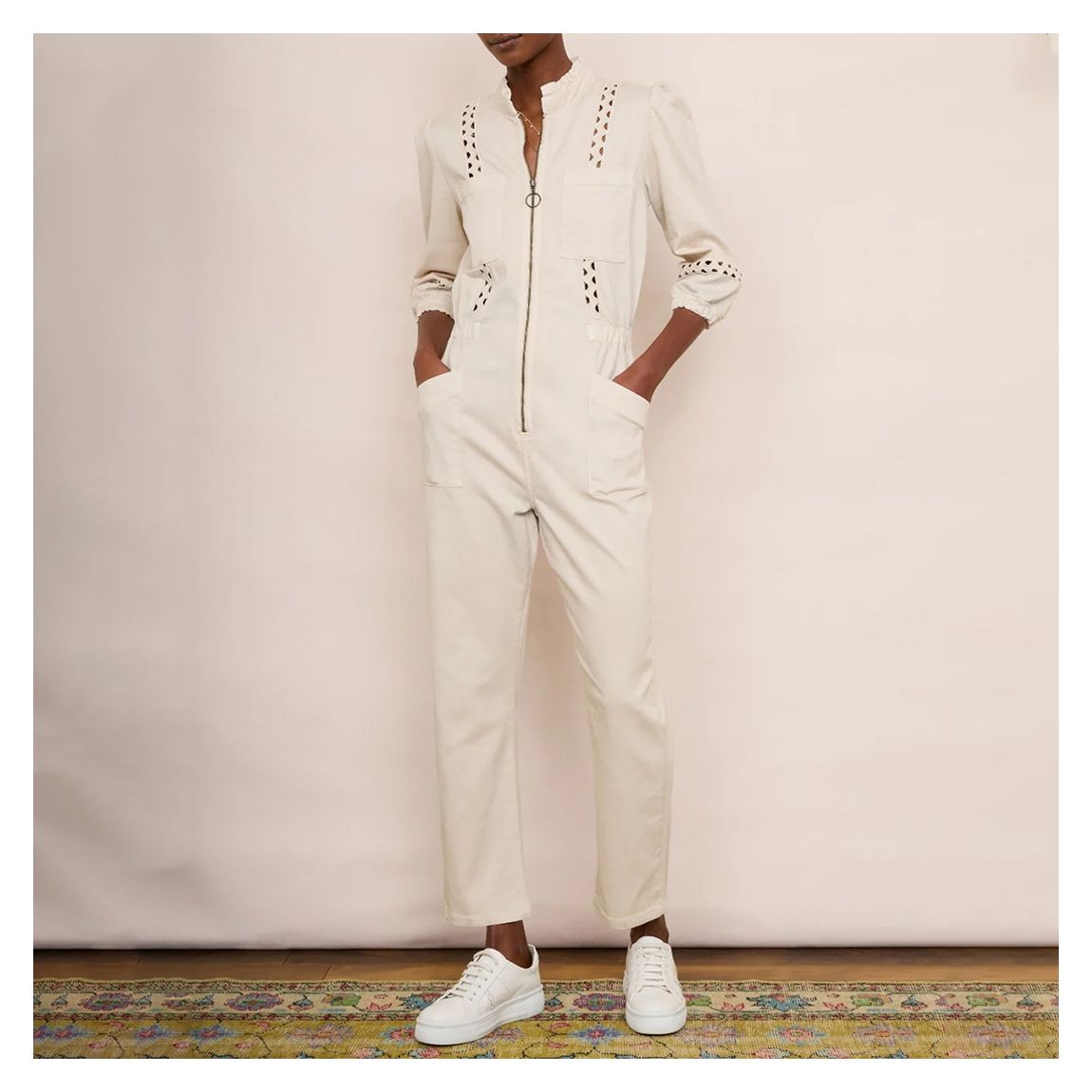 Cream Zoe Ric Rac Jumpsuit main product photo