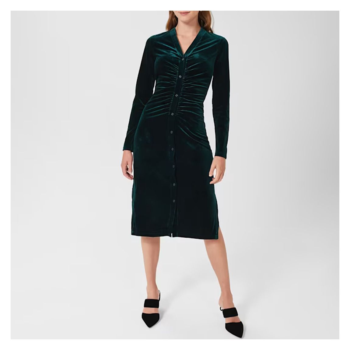 Dark Green Hatty Velvet Dress main product photo