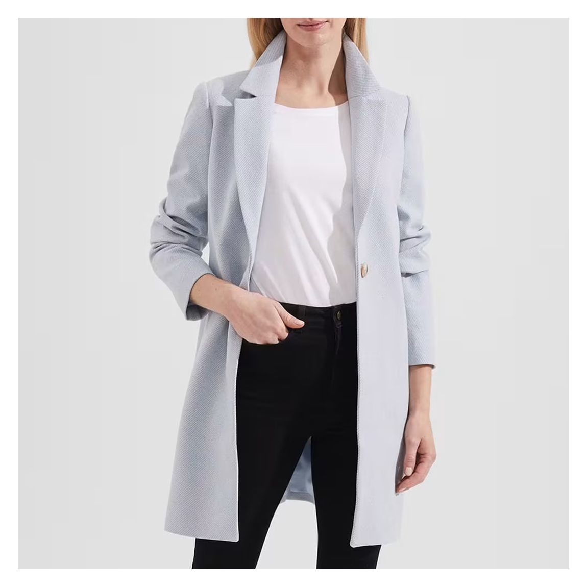 Pale Blue Camellia Cotton Blend Coat main product photo