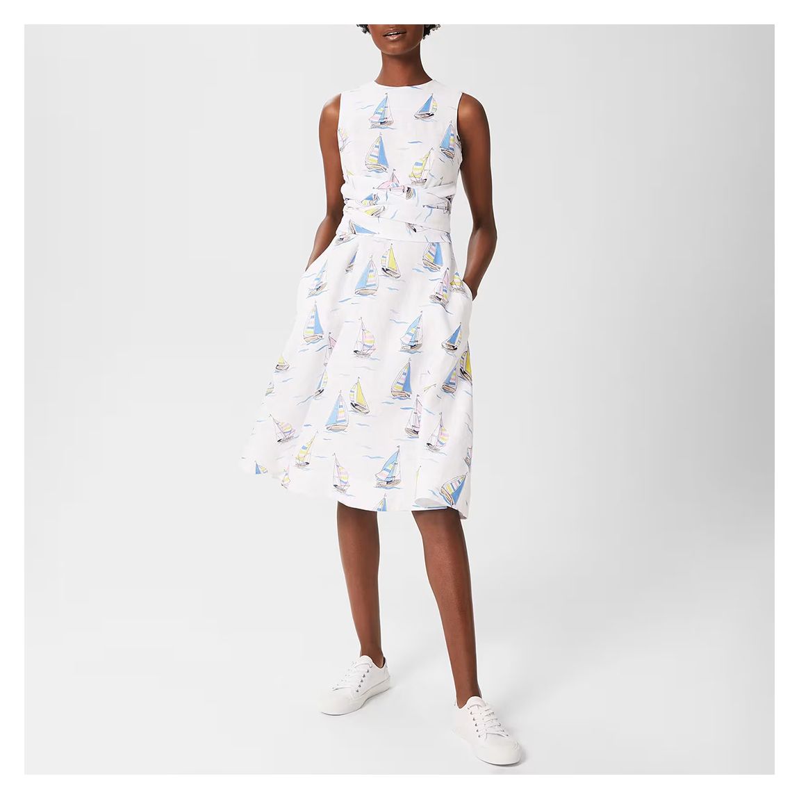 White Twitchill Linen Dress main product photo