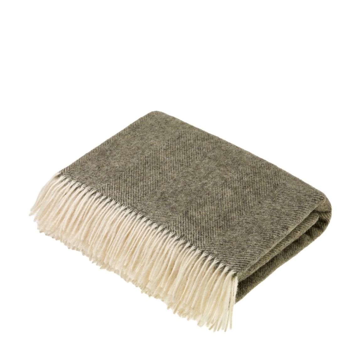 Sobetsu Luxury Wool Herringbone Blanket, Earl Grey main product photo