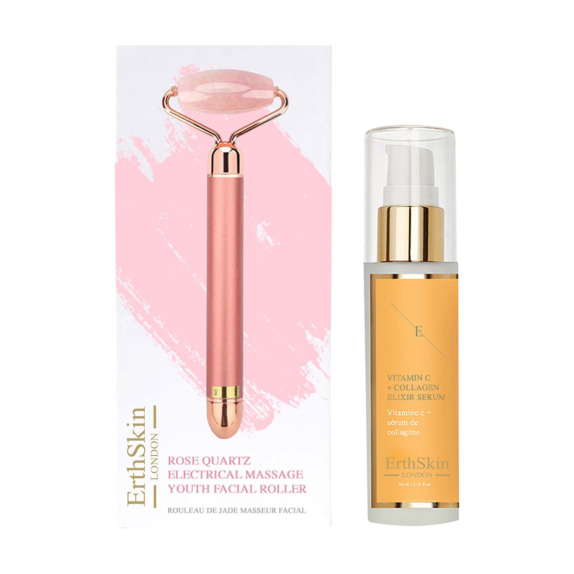 Rose Quartz Facial Massager + Vitamin C Serum 60ml main product photo