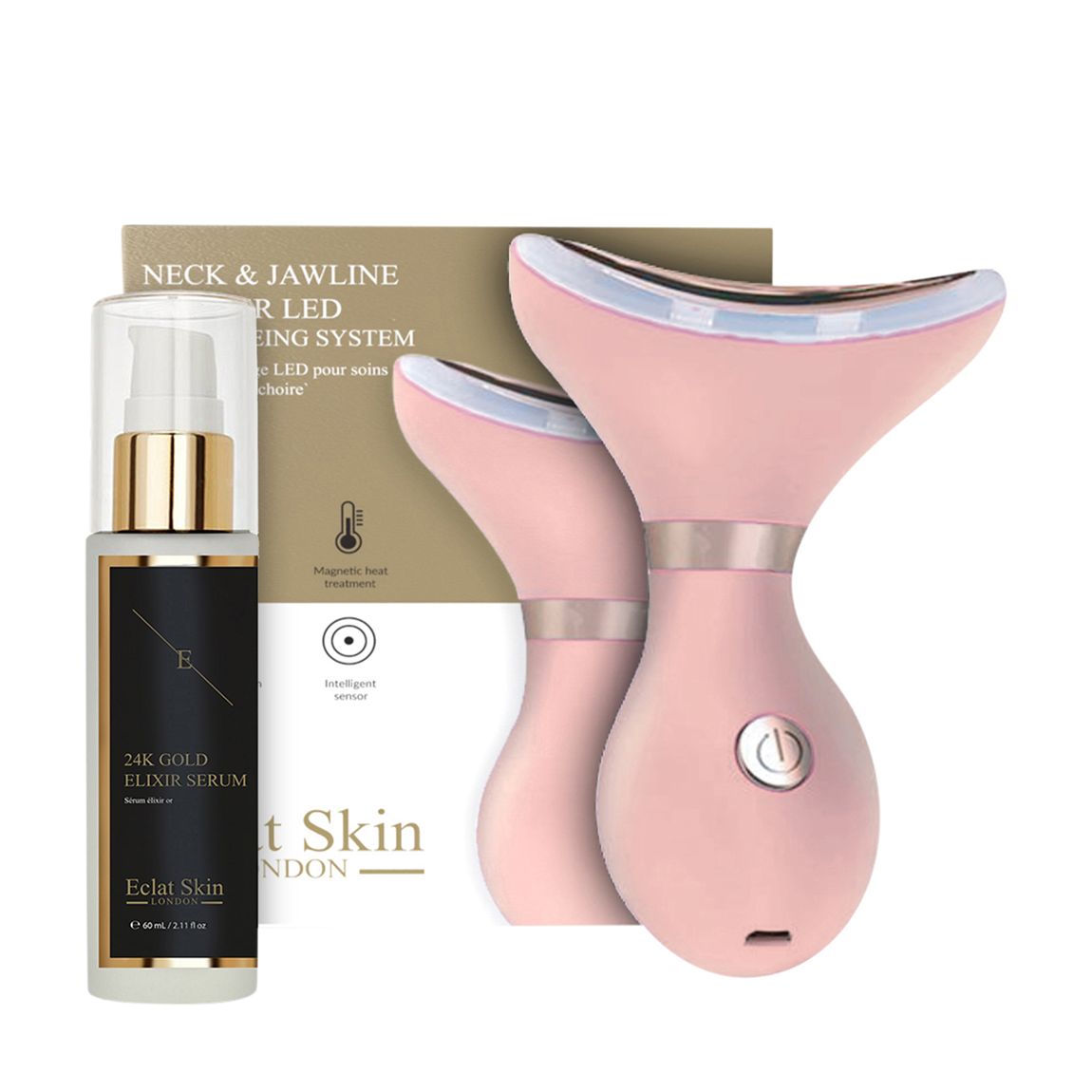 Neck & Jawline Definer Led Anti-Ageing System + Anti-Wrinkle Elixir Serum 24K Gold 60ml main product photo