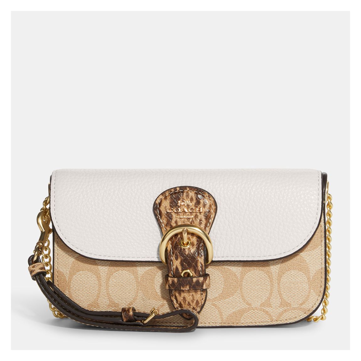 Light Khaki Chalk Multi Signature Snake Embosssed Blocking Mix Kleo Crossbody main product photo