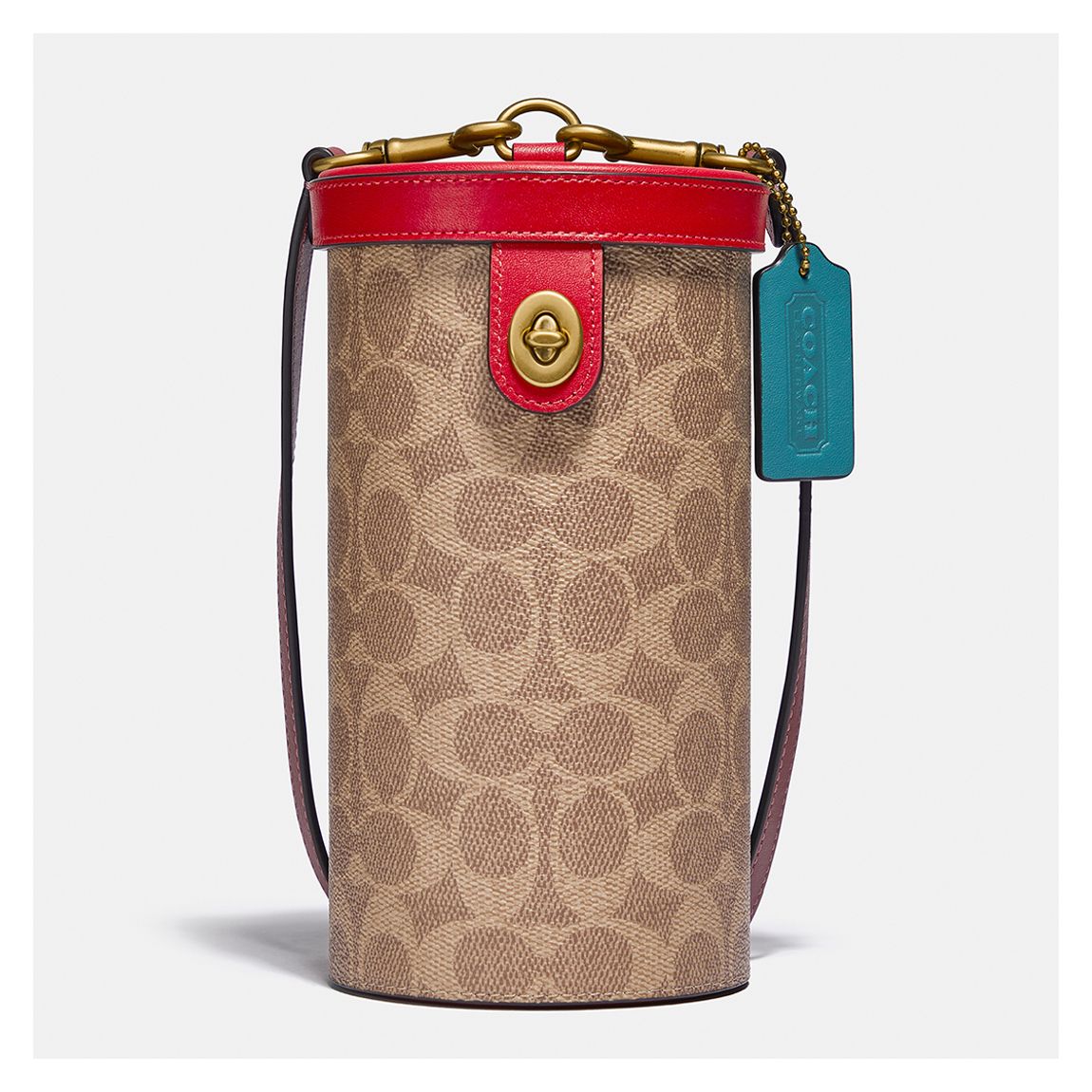 Tan Electric Red Multi Lny Coated Canvas Signature City Blocks Cylinder Bag main product photo