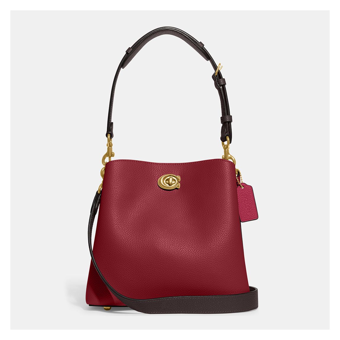 Cherry Colorblock Leather Willow Bucket Bag main product photo