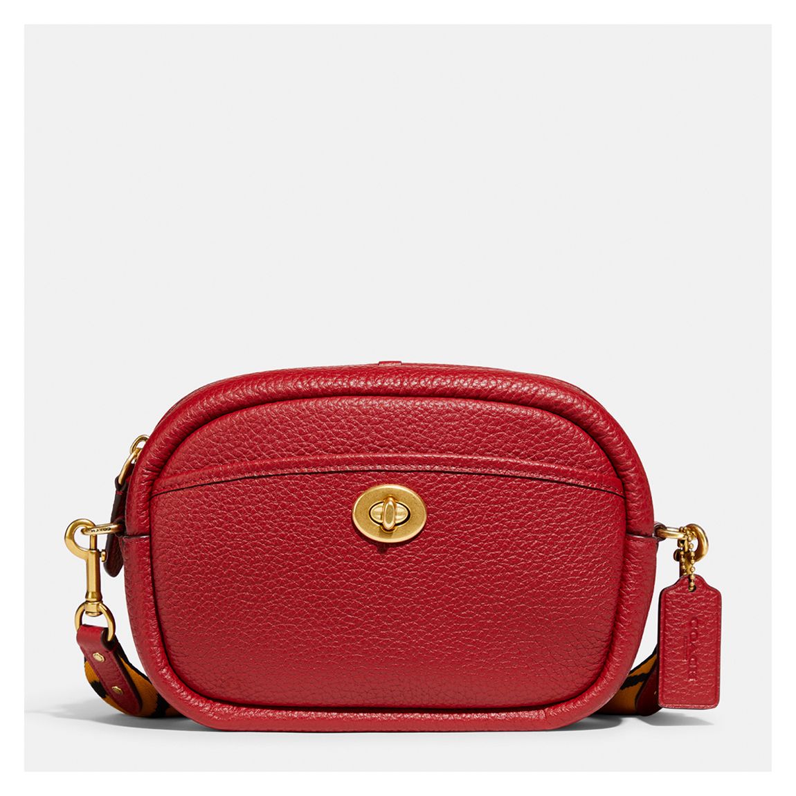 1941 Red Lny Soft Pebble Leather Camera Bag With Leather And Tiger Webbing Strap main product photo