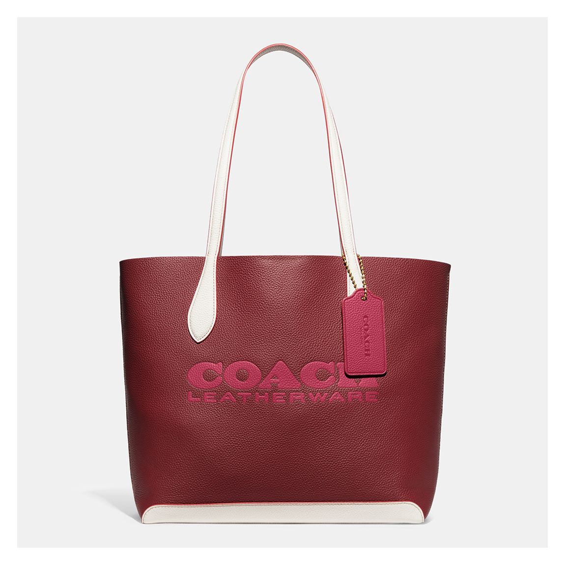 Berry, Cream Kia Leather Tote Bag main product photo
