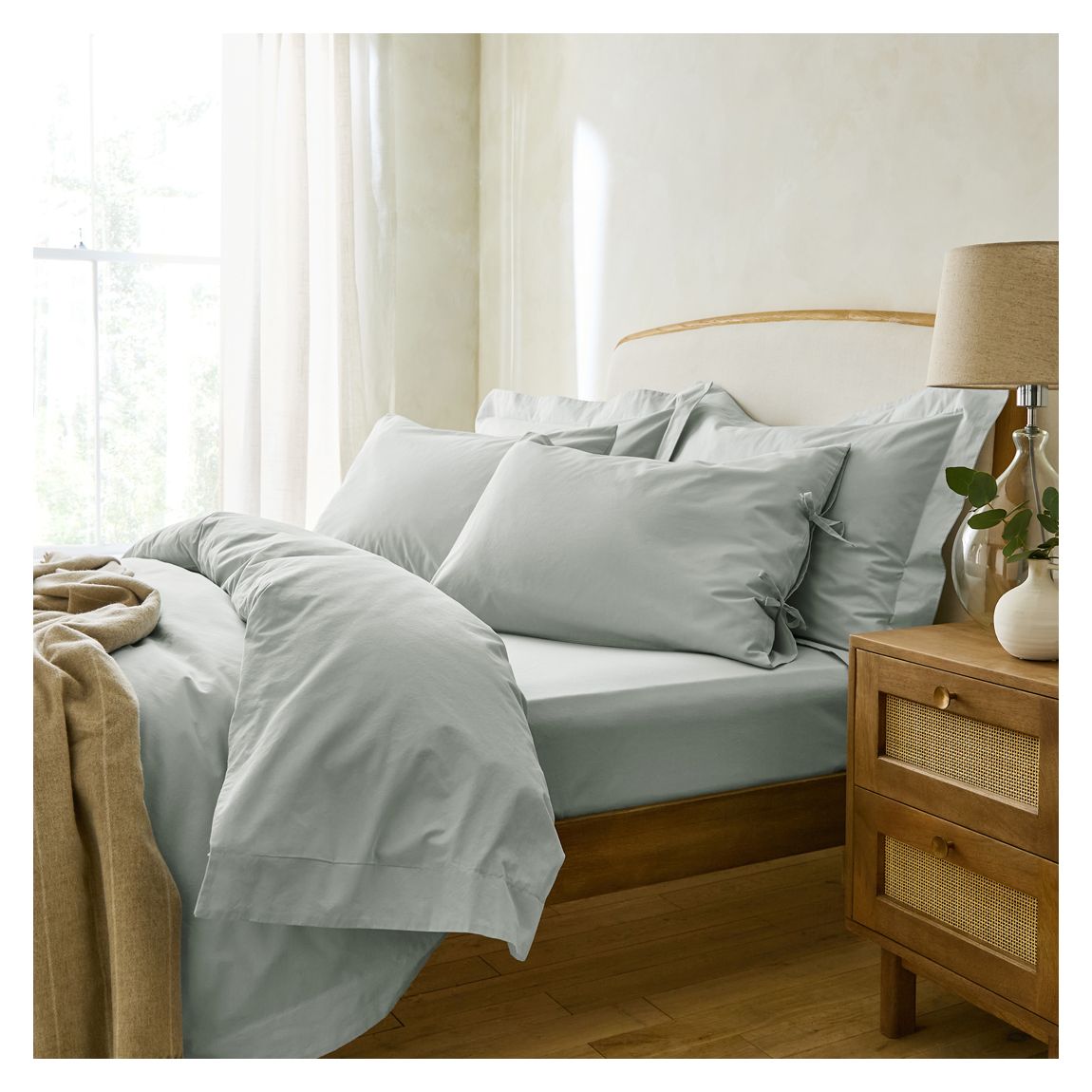 Essential Double Fitted Sheet, Mineral Blue main product photo