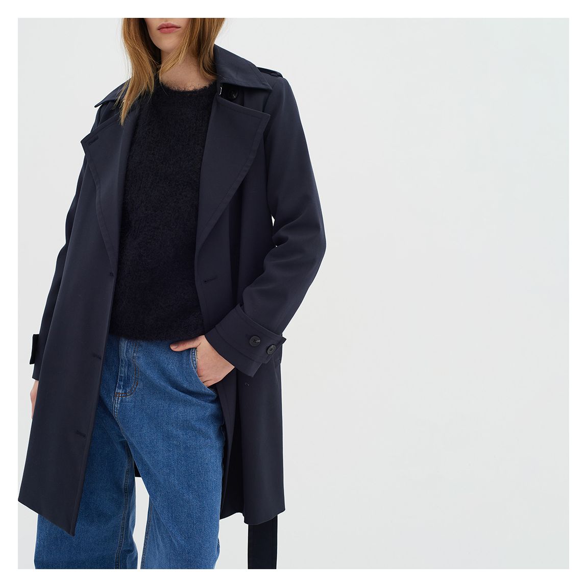 Navy Tinashe Short Trench coat main product photo