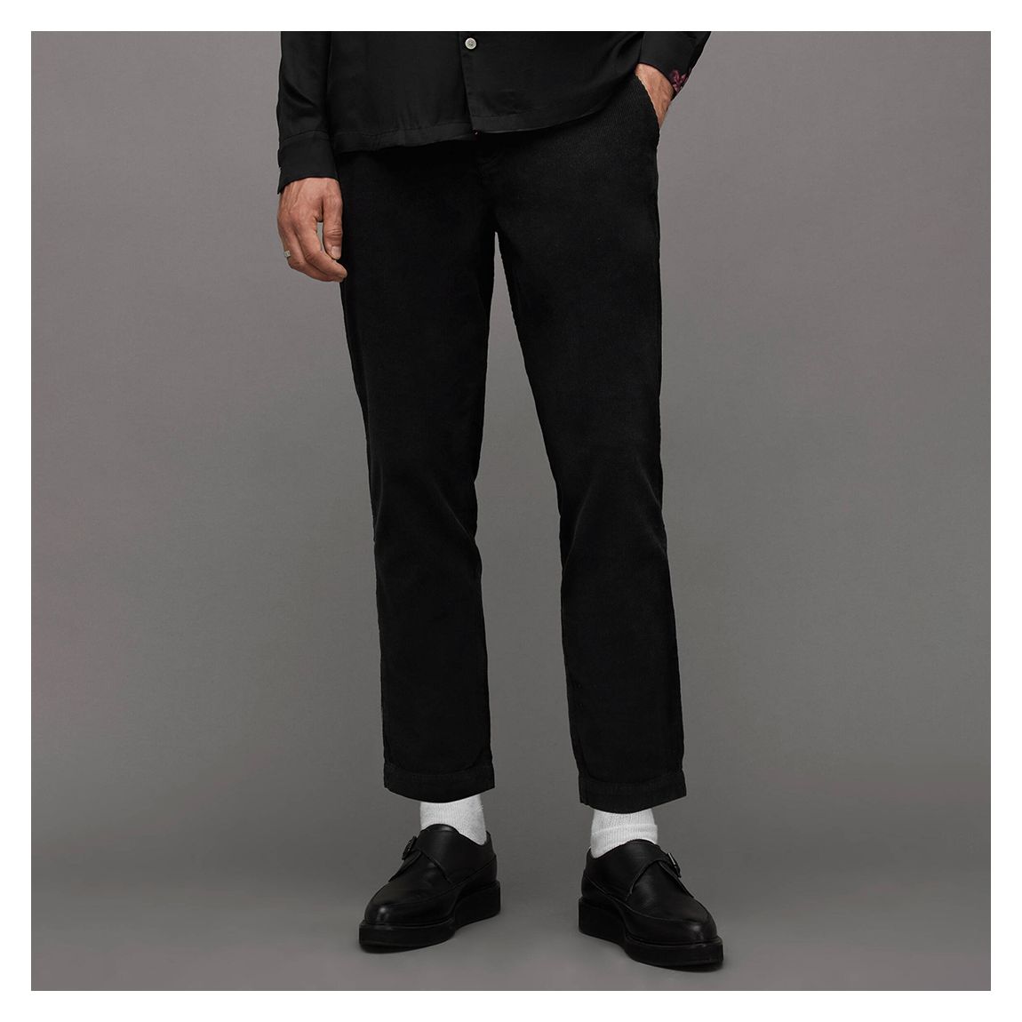 Black Sleid Ribbed Trousers main product photo