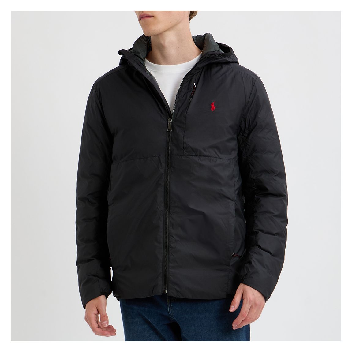 Black Packable Hooded Jacket main product photo