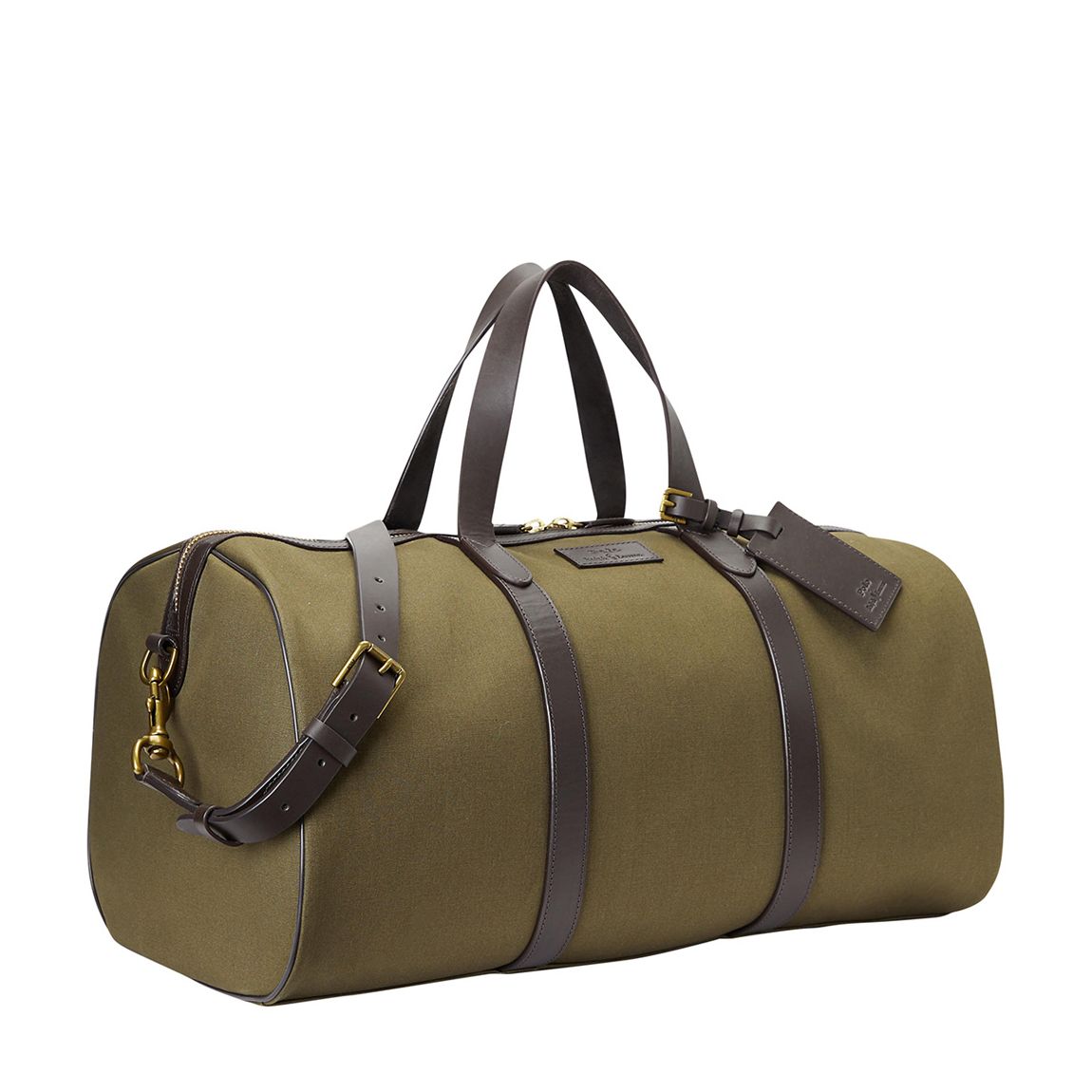 Olive Leather Trim Canvas Duffel Bag main product photo