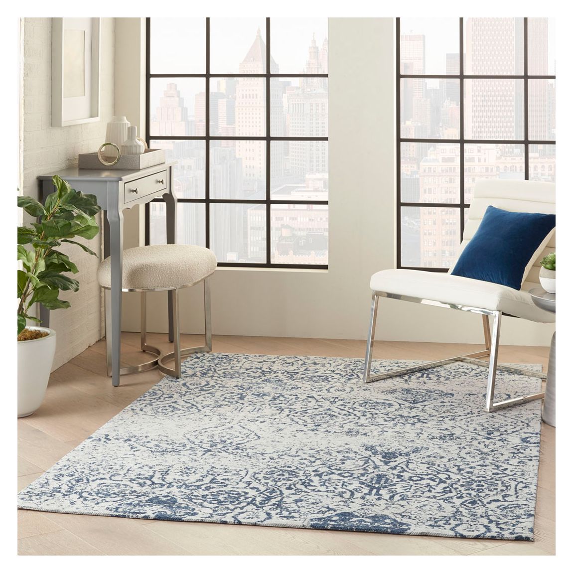 Damask 213x152cm Rug, Blue main product photo