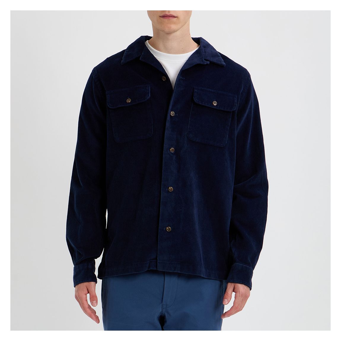 Navy Classic Fit Cord Cotton Shirt main product photo