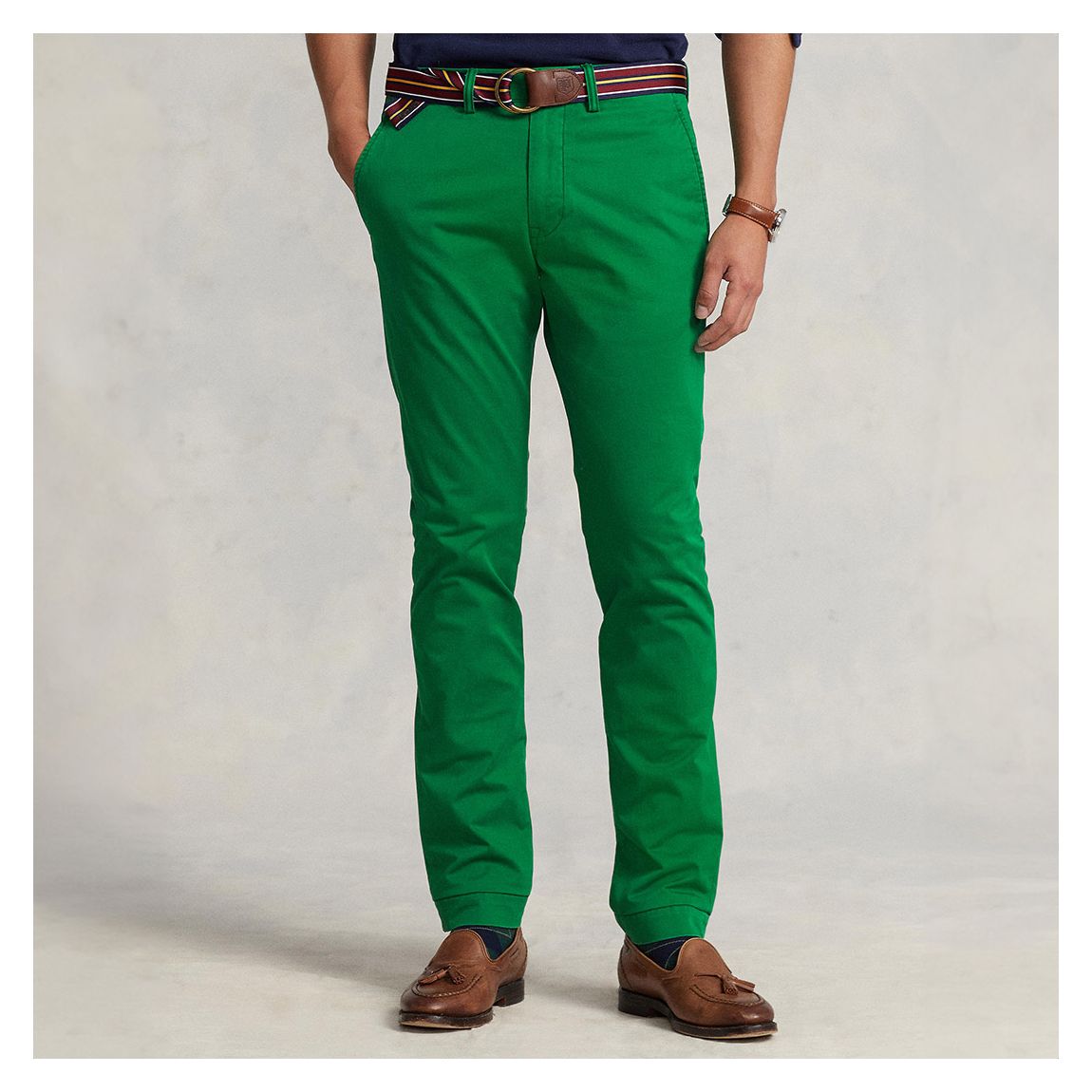 Green Slim Fit Cotton Blend Chinos main product photo