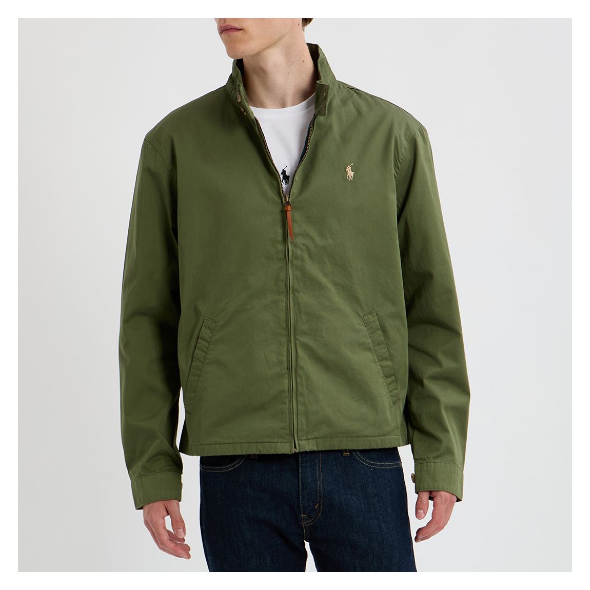 Khaki High Neck Cotton Twill Jacket main product photo