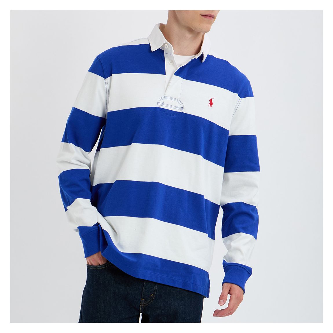 White Striped Iconic Cotton Rugby Shirt main product photo