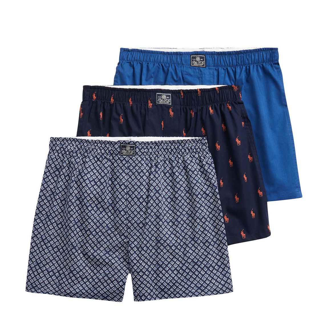 Blue Multi 3 Pack Cotton Boxers main product photo