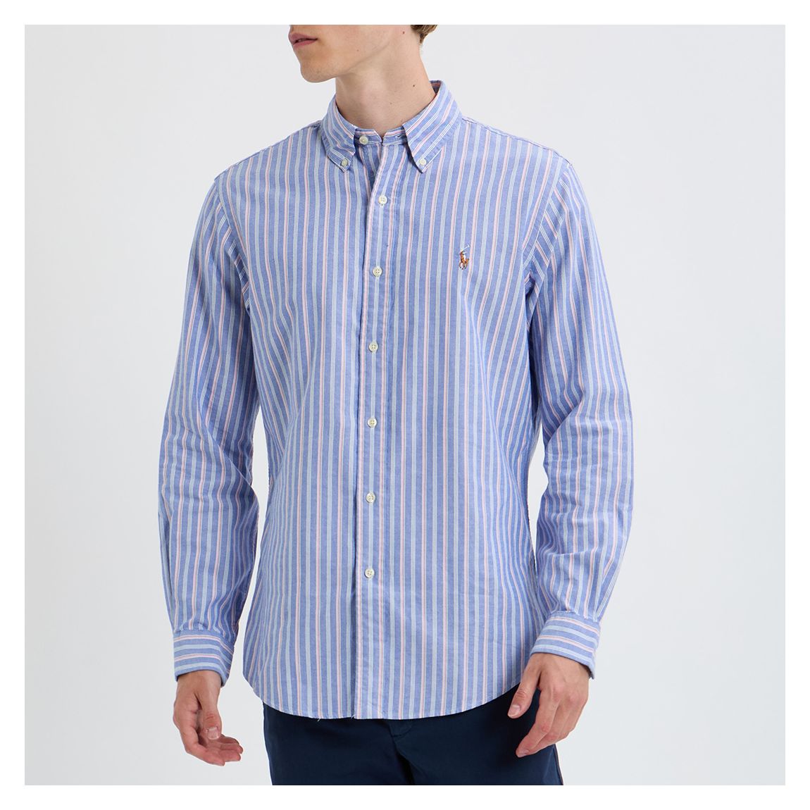 Blue Stripe Custom Fit Cotton Oxford Shirt main product photo