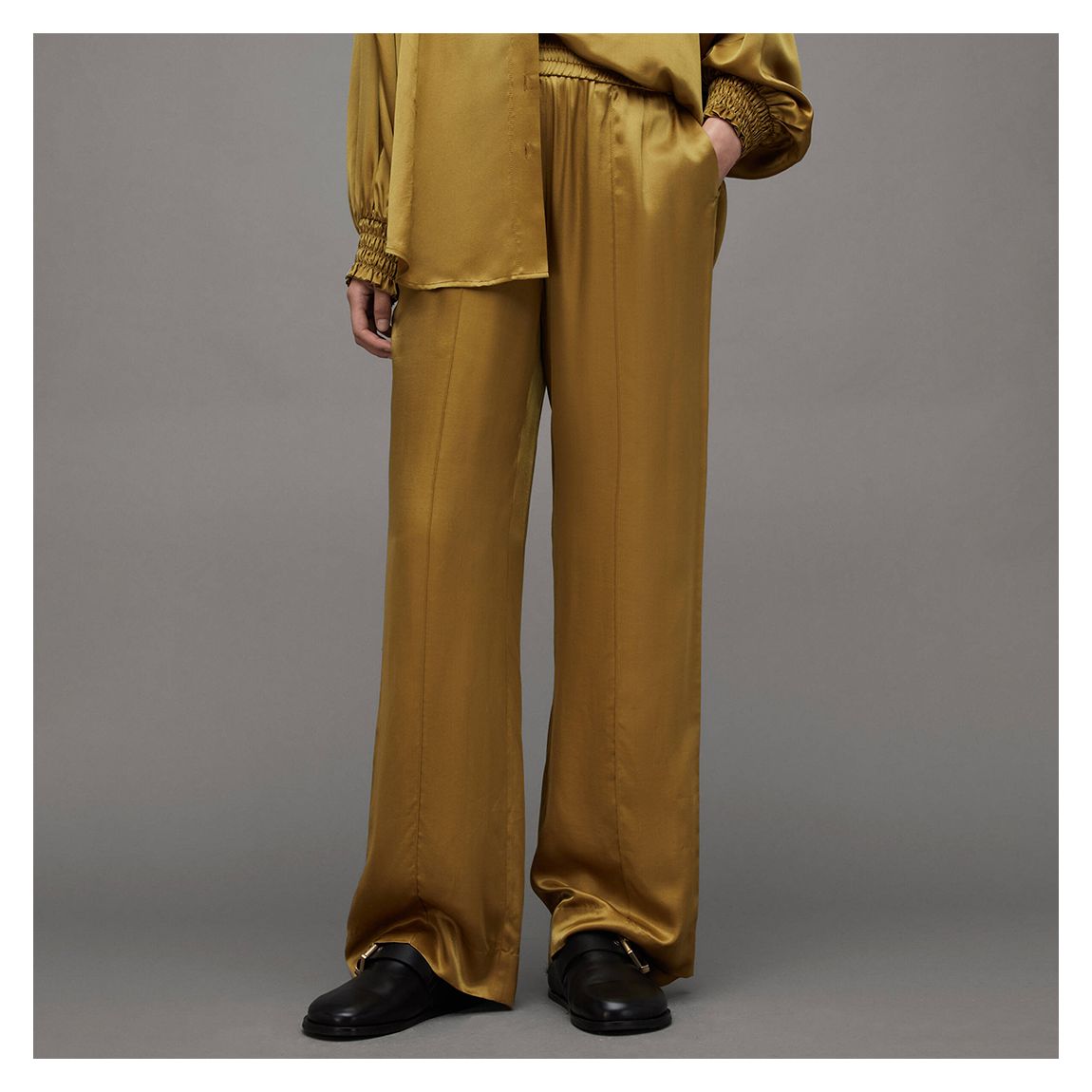 Mustard Charli Silk Blend Trousers main product photo