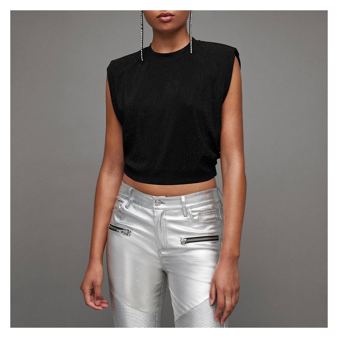 Black Alya Mika Crop Tank Top main product photo