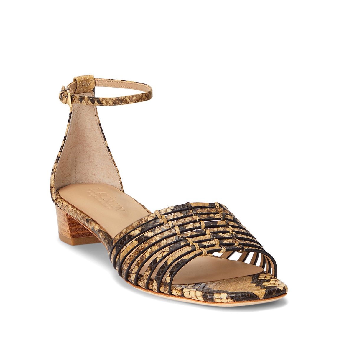 Brown Fionna Faux Snakeskin Sandals main product photo