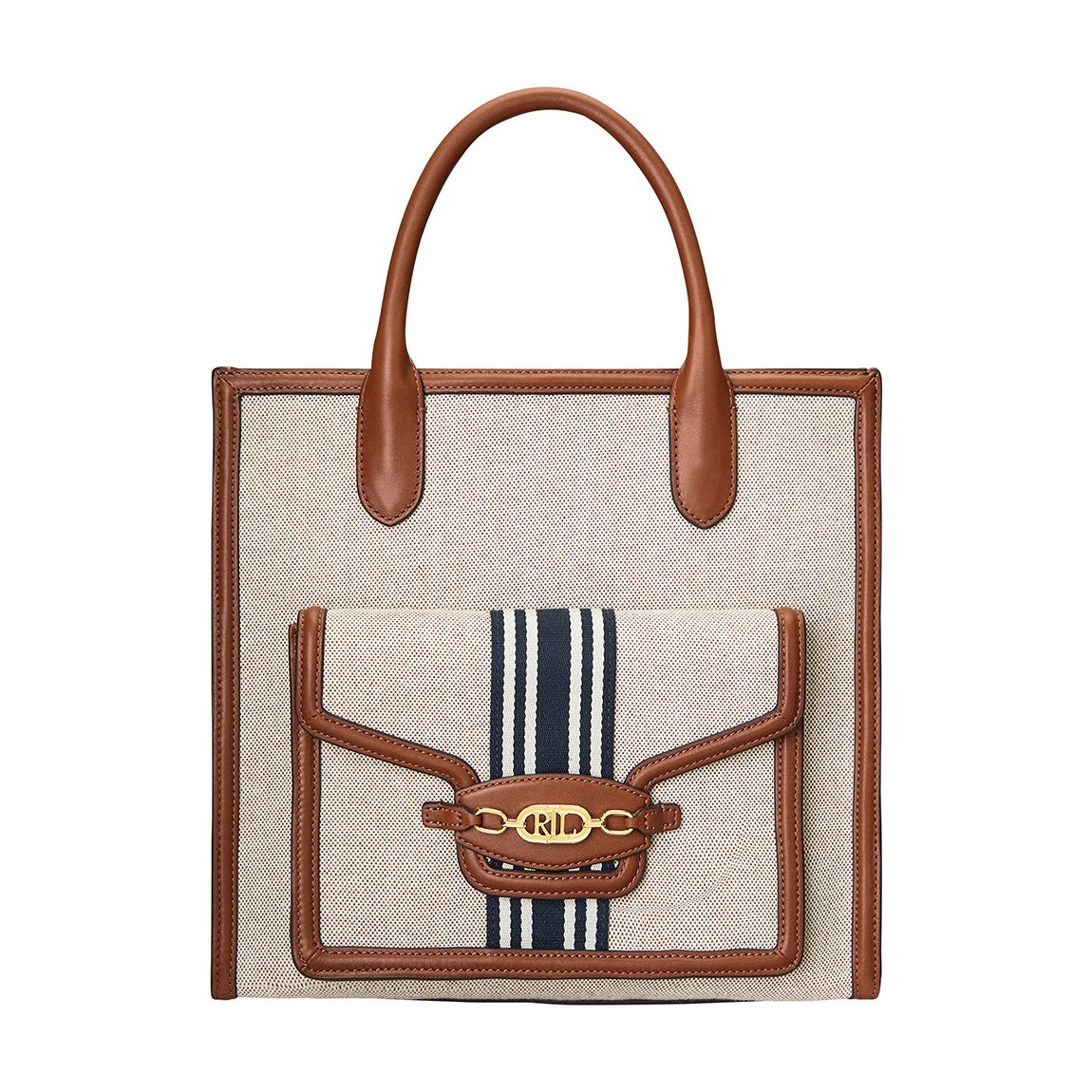 Tan Symone Canvas Leather Tote Bag main product photo