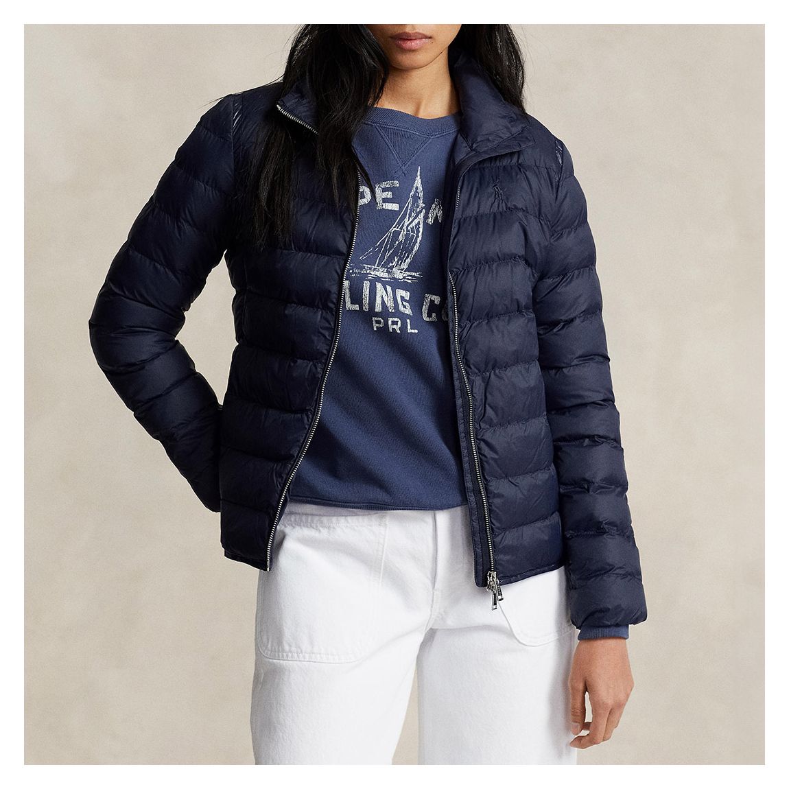 Navy Packable Quilted Jacket main product photo