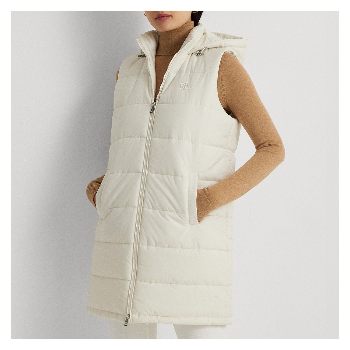 Cream Quilted Hooded Gilet main product photo