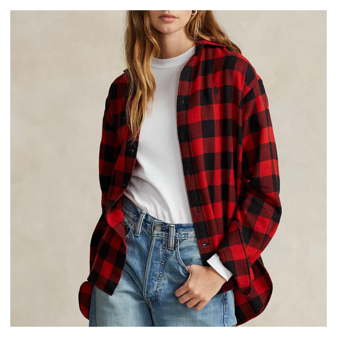 Red Relaxed Fit Plaid Cotton Shirt main product photo